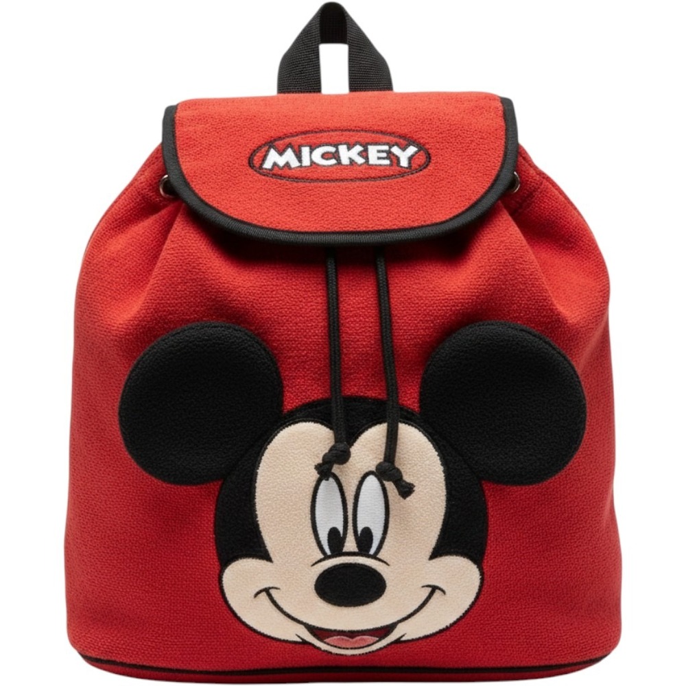 Disney Parks Red Plush Mickey Mouse Backpack Drawstring 3D Face Kidcore Casual